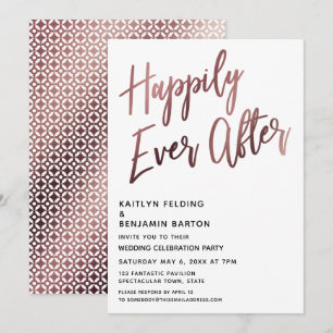 Happily Ever After Rose-Goldene Hochzeitsfeier Einladung