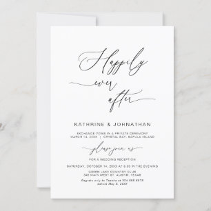 Happily Ever After, Schwarze Schrift, Flitterwoche Einladung