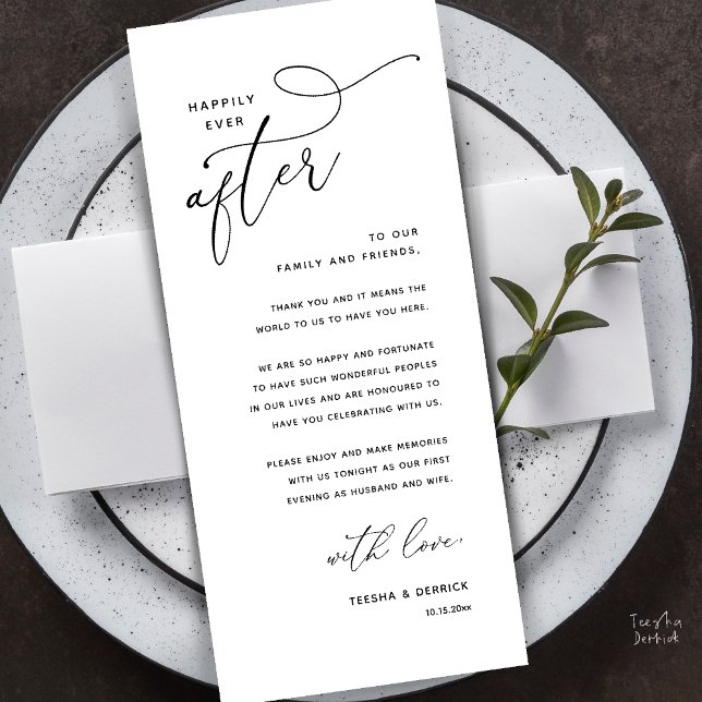 Happily Ever After Wedding Dinner Thank You Card Programm (Happily Ever After Wedding Dinner Thank You Card)