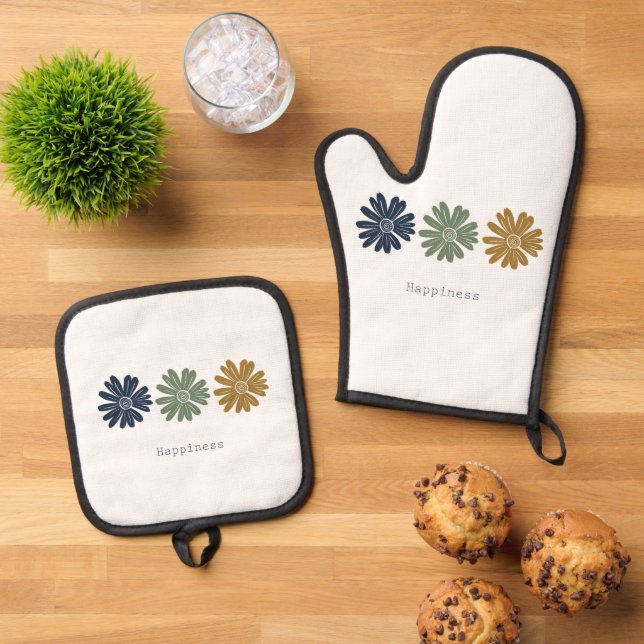 Happiness Daisies Ofenhandschuh & Topflappen-Set (Oben Unten)
