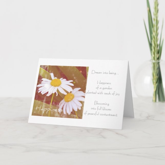 Happiness Daisies Poem Card Karte (Vorderseite)