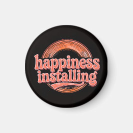 happiness.exe Installing - Vintage 70s Retro Coral Magnet