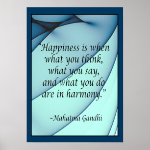 Happiness Harmony Gandhi Citation Poster
