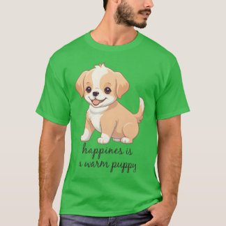 Happiness is a Warm Puppy Dog Puppy Quote boy T-Shirt