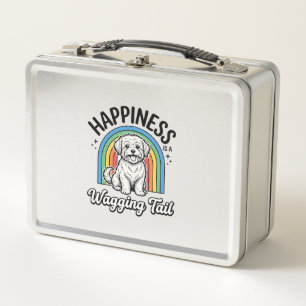 Happiness Is a Wedelndes Schwanz-Hunde-Liebhaber-D Metall Brotdose