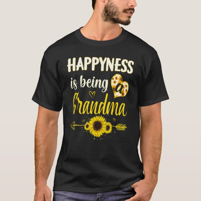 Happiness Is Being A Grandma Sunflower Grandma Mot T-Shirt (Vorderseite)