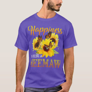 Happiness Is Being A Meemaw Butterfly Sunflowers  T-Shirt