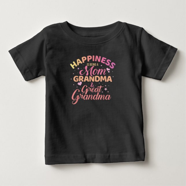 Happiness is being a mom, grandma baby t-shirt (Vorderseite)