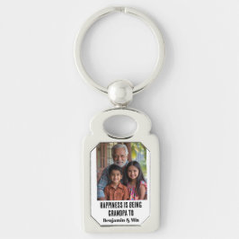 Happiness is Being Grandpa to Name Family Photo  Schlüsselanhänger