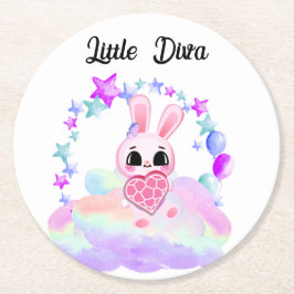Happiness magic sweet bunny in the rainbow runder pappuntersetzer