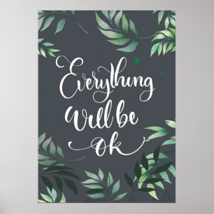 Happiness Quote Everything Will Be Ok Poster