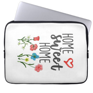 Happiness Quote Home Sweet Home Flowers Laptopschutzhülle