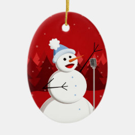 Happing Snowman Weihnachts-Custom-Text Keramikornament