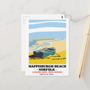 Happisburgh Beach Norfolk Reiseplakat Postkarte