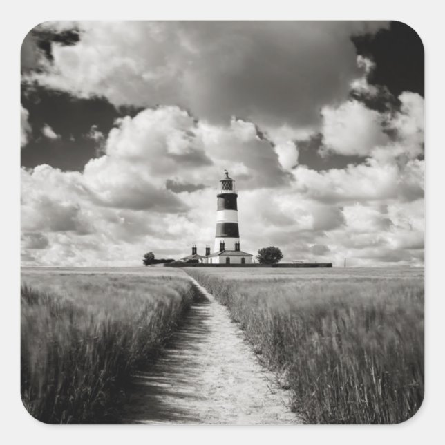 Happisburgh Lighthouse Quadratischer Aufkleber (Vorderseite)