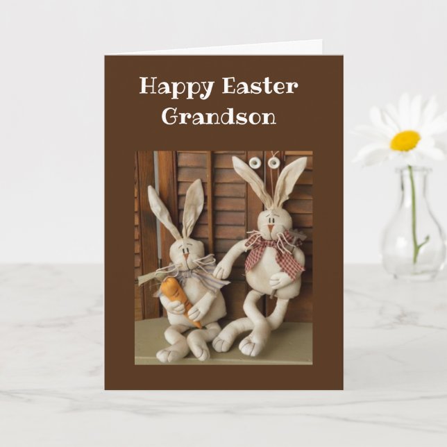 HAPPPY EASTER **GRANDSON** CARD KARTE (Kleine Pflanze)