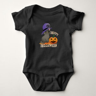 Happpy Halloween Cat mit Pumpkin Baby Strampler