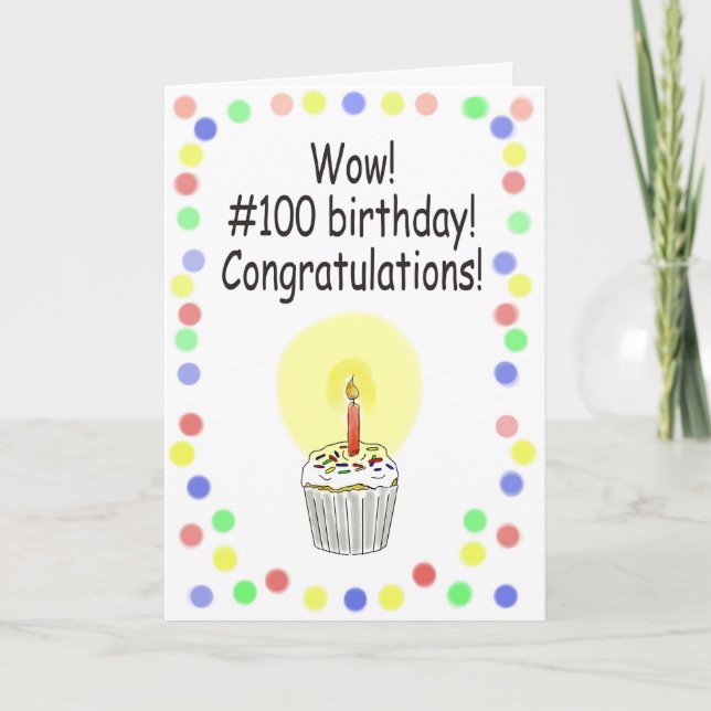 Happy 100 Birthday Paper Greeting Card Unique Karte (Vorderseite)