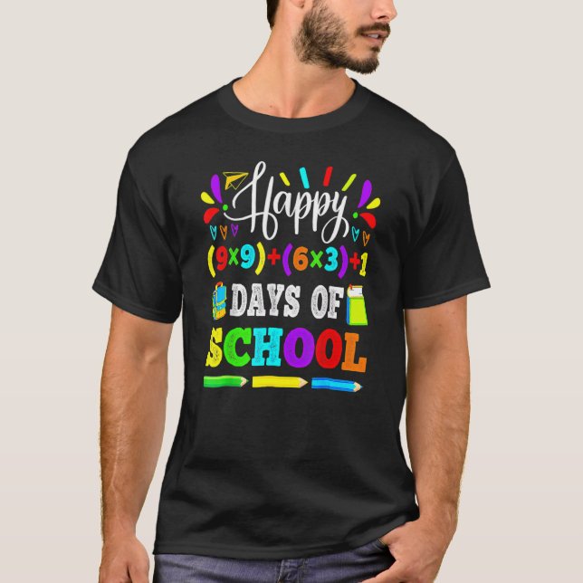 Happy 100 Days Of School 100th Math Equation Teach T-Shirt (Vorderseite)