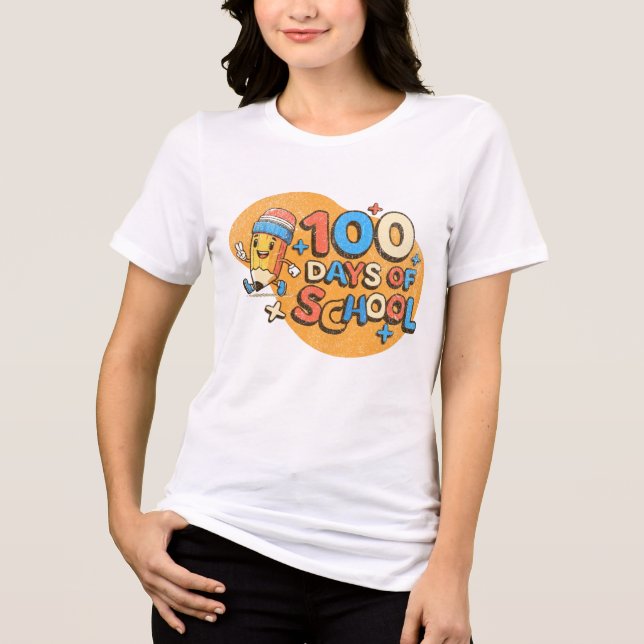 Happy 100 Days of School Celebration Retro  Tri-Blend Shirt (Vorderseite)
