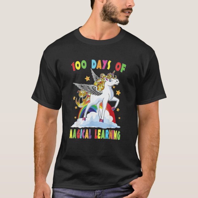 Happy 100 Days Of School Magical Learning Pre K Te T-Shirt (Vorderseite)