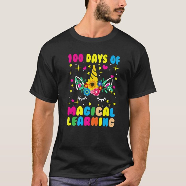 Happy 100 Days Of School Magical Learning Unicorn  T-Shirt (Vorderseite)