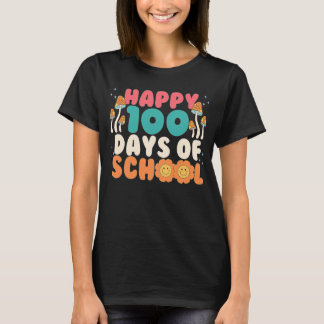 Happy 100 Days of School Retro Vintager 70er Groov T-Shirt