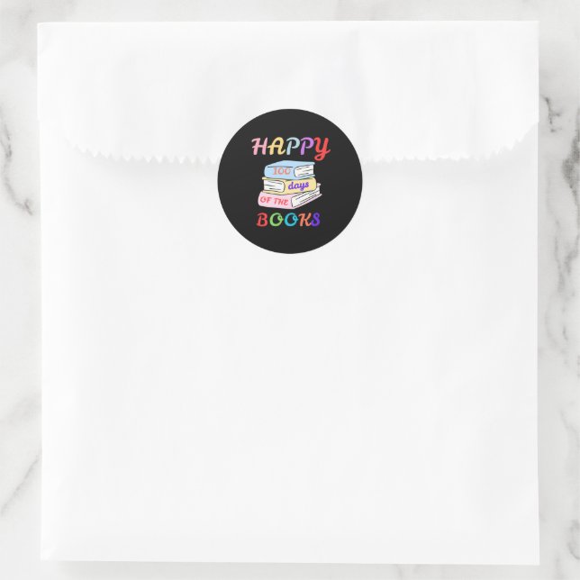 HAPPY 100 DAYS OF THE BOOKS FIRST DAY OF SCHOOL RUNDER AUFKLEBER (Tasche)