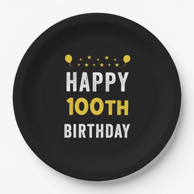 Happy 100th Birthday Centenarian Celebration Party Pappteller (Vorderseite)
