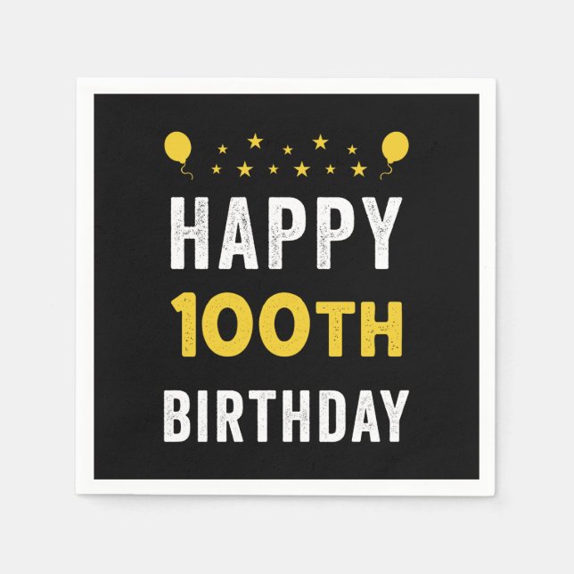 Happy 100th Birthday Centenarian Celebration Party Serviette (Vorderseite)