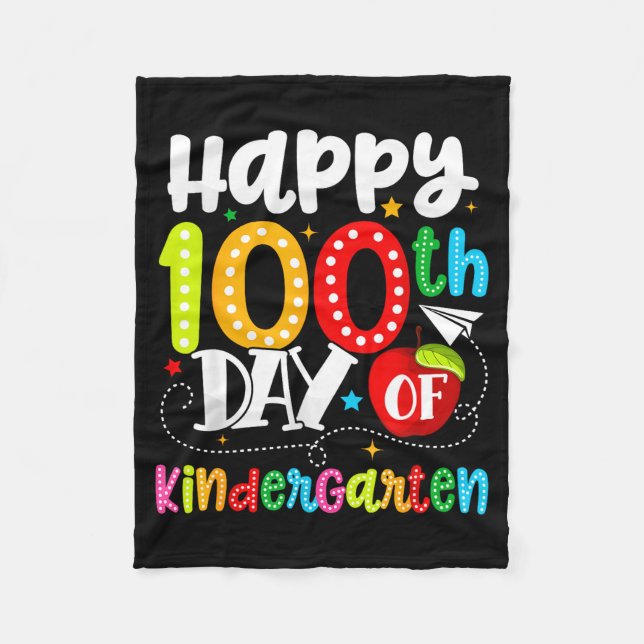 Happy 100th Day Of Kindergarten Funny Teachers Stu Fleecedecke (Vorderseite)