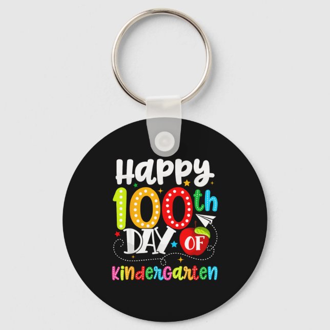Happy 100th Day Of Kindergarten Funny Teachers Stu Schlüsselanhänger (Vorderseite)