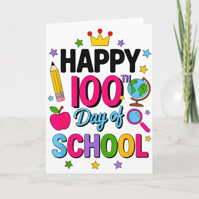 Happy 100th Day Of School 100 Days Smarter Teacher Karte (Vorderseite)
