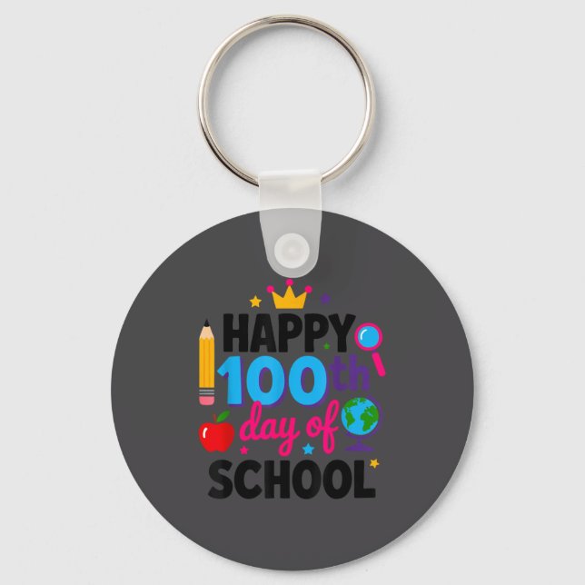 Happy 100th Day Of School 100 Days Smarter Teacher Schlüsselanhänger (Vorderseite)