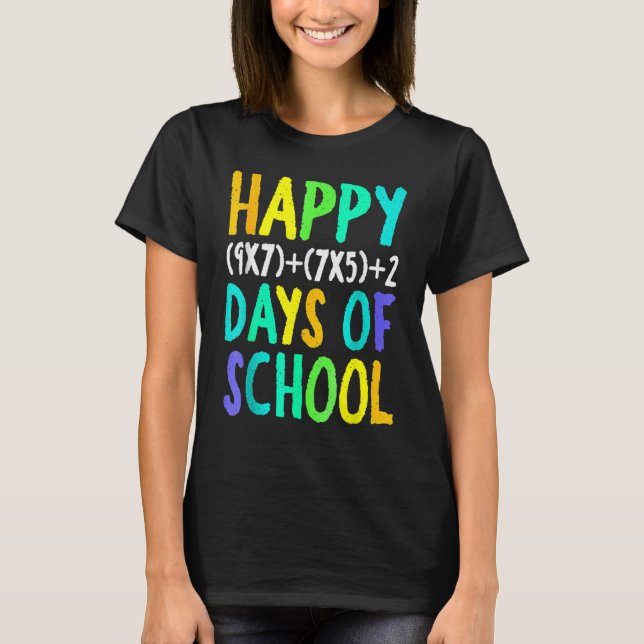 Happy 100th Day Of School Funny Math Formula Teach T-Shirt (Vorderseite)