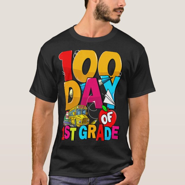 Happy 100th Day Of School Groovy 100 Days Of 1st G T-Shirt (Vorderseite)