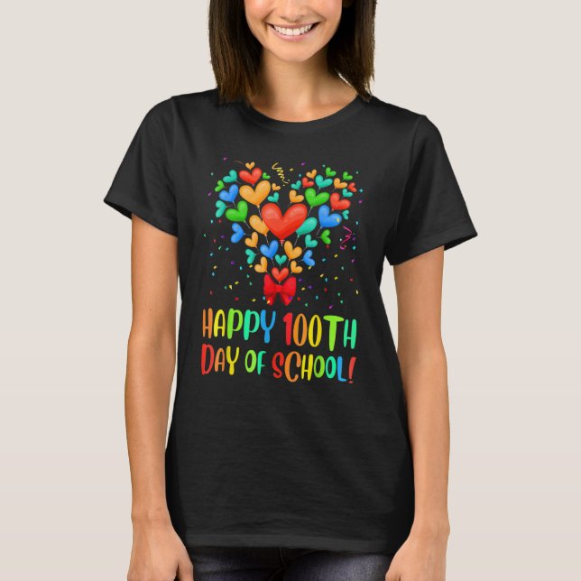 Happy 100th Day Of School Heart Shirt Teacher Kids (Vorderseite)
