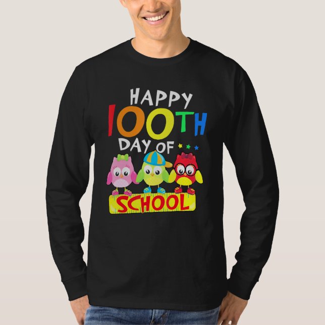 Happy 100th Day Of School Owl Kids 100 Days Teache T-Shirt (Vorderseite)