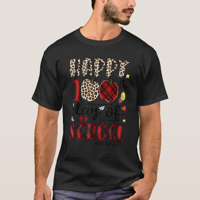 Happy 100th Day Of School Red Plaid Apple Teacher  T-Shirt (Vorderseite)