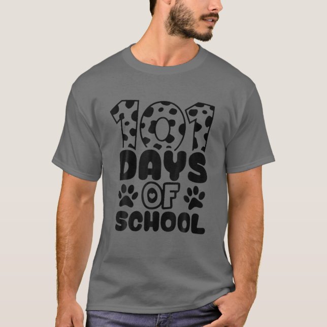 Happy 101 Days Schule Hund Lover Student oder Lehr T-Shirt (Vorderseite)