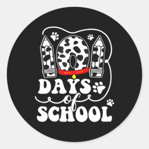 Happy 101 Days Schule Niedlich Hund über 100 Tage Runder Aufkleber
