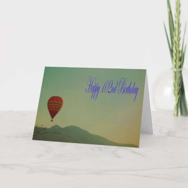 Happy 102. Geburtstag Hot Air Ballon Karte (Vorderseite)