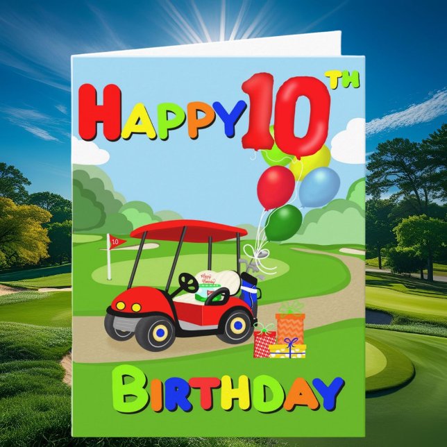 Happy 10. Geburtstag Red Boys Golf Card Karte (Von Creator hochgeladen)