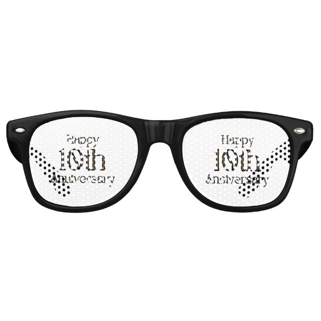 Happy 10 Jahre Party Retro Sonnenbrille (Vorderseite)