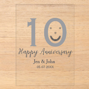 Happy 10. Jubiläum Datum grau kühn emoji Acryleinladungen