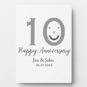 Happy 10. Jubiläum Datum grau kühn emoji Fotoplatte