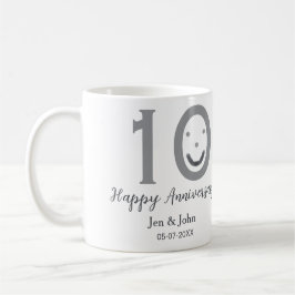 Happy 10. Jubiläum Datum grau kühn emoji Kaffeetasse