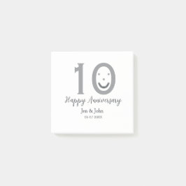 Happy 10. Jubiläum Datum grau kühn emoji Post-it Klebezettel