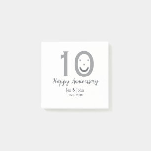 Happy 10. Jubiläum Datum grau kühn emoji Post-it Klebezettel