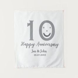 Happy 10. Jubiläum Datum grau kühn emoji Wandteppich